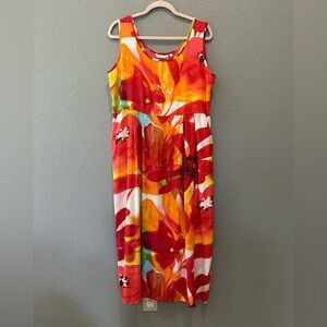 Jams World Hawaiian Floral Dress Rayon Sz L GUC